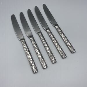 Cambridge‎ SEVILLA 5pcs Dinner Knives Stainless Geometric Flatware 9.25" Oval